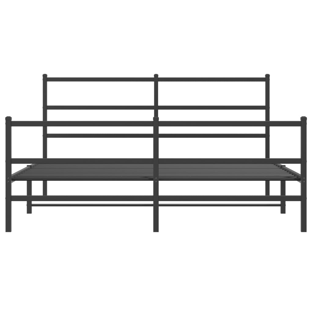 Metal Bed Frame without Mattress with Footboard Black 150x200cm