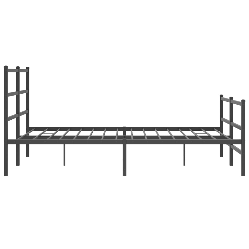 Metal Bed Frame without Mattress with Footboard Black 150x200cm