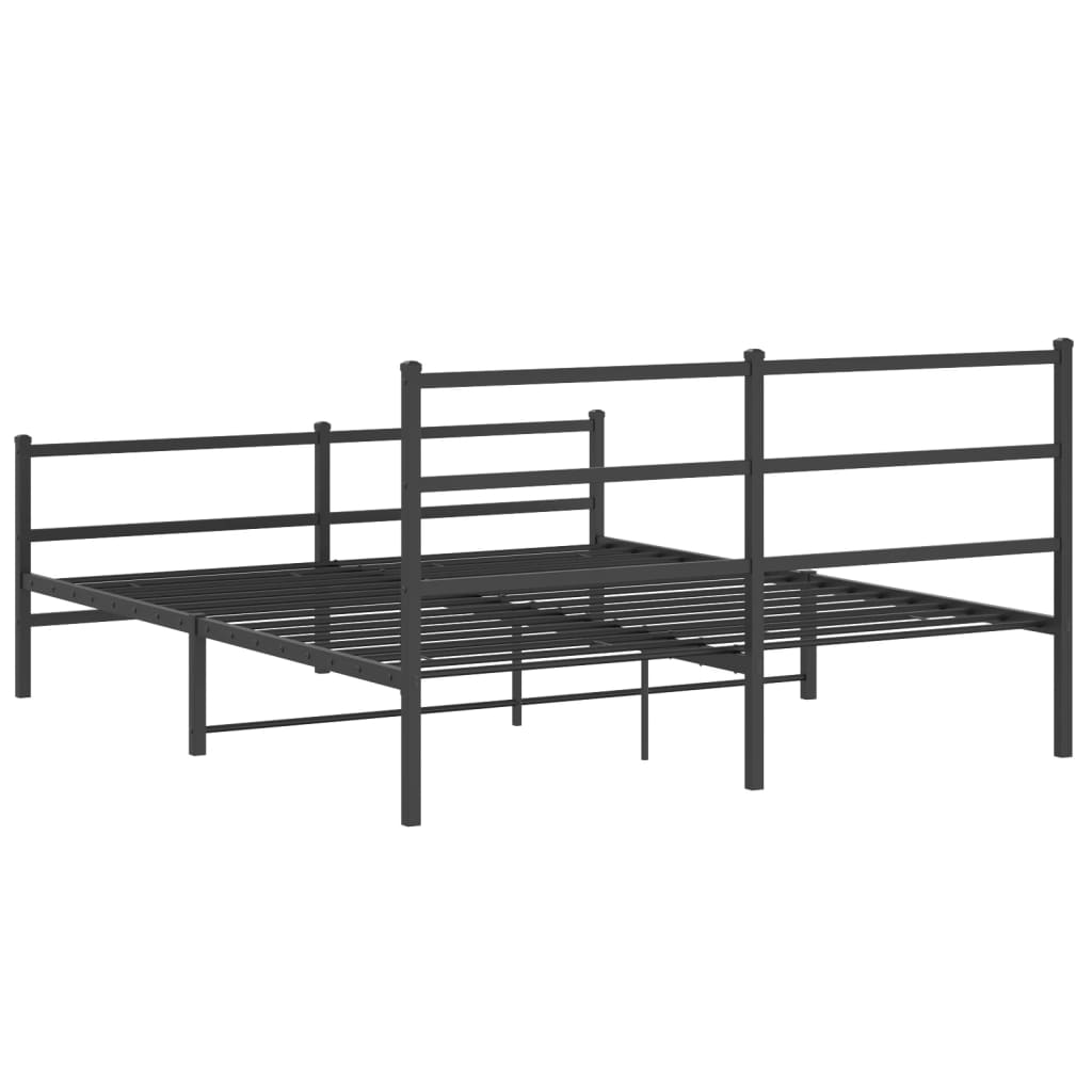 Metal Bed Frame without Mattress with Footboard Black 150x200cm