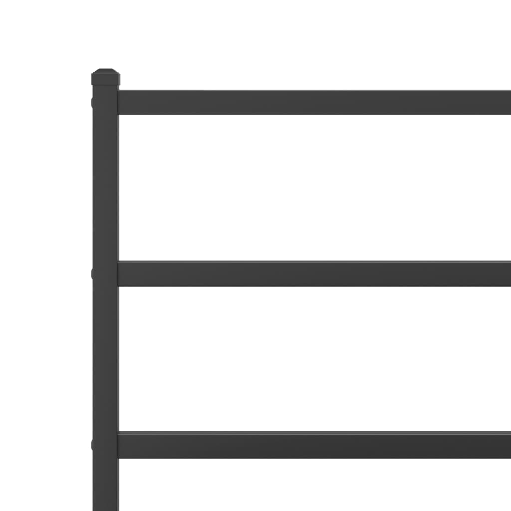 Metal Bed Frame without Mattress with Footboard Black 150x200cm
