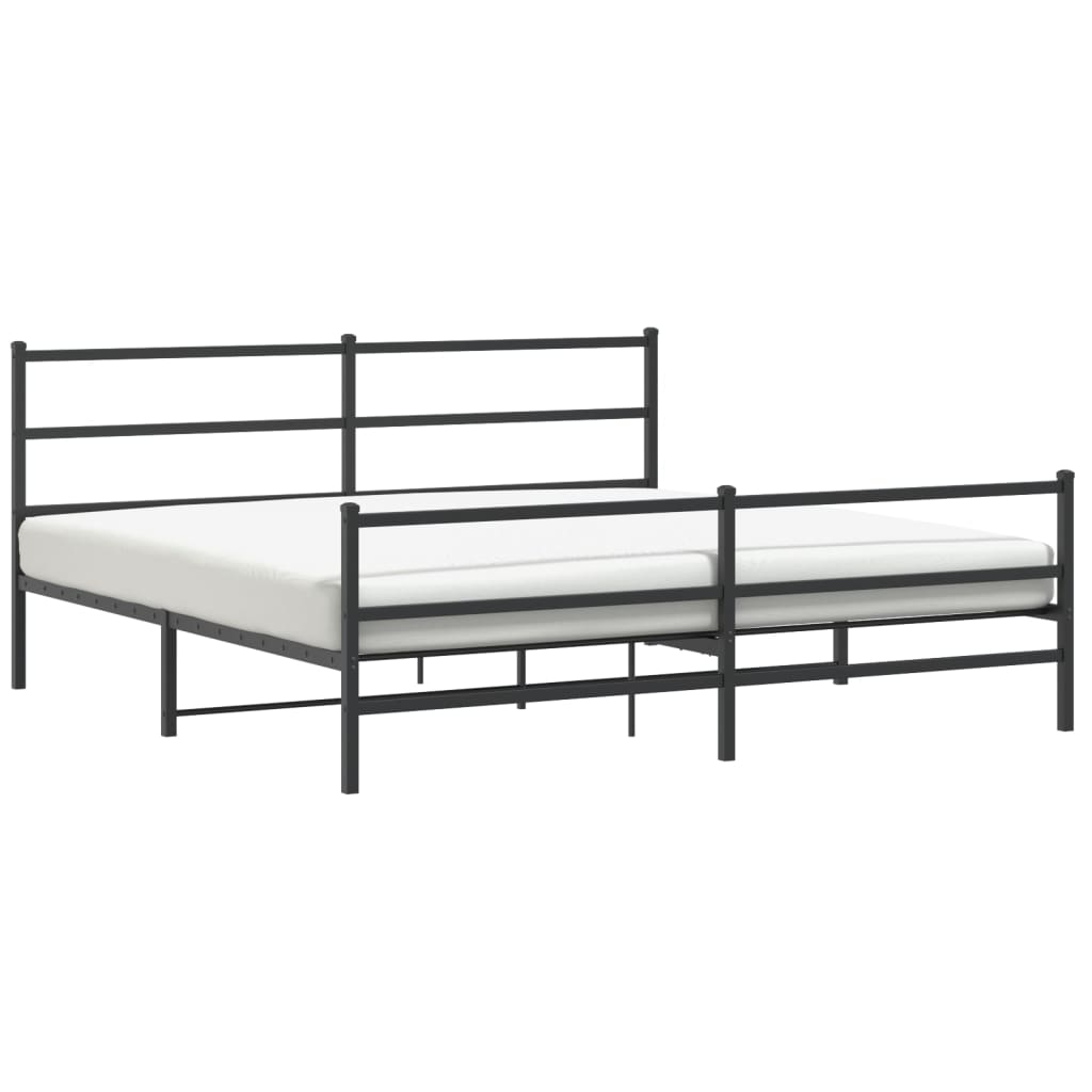 Metal Bed Frame without Mattress with Footboard Black 183x213cm