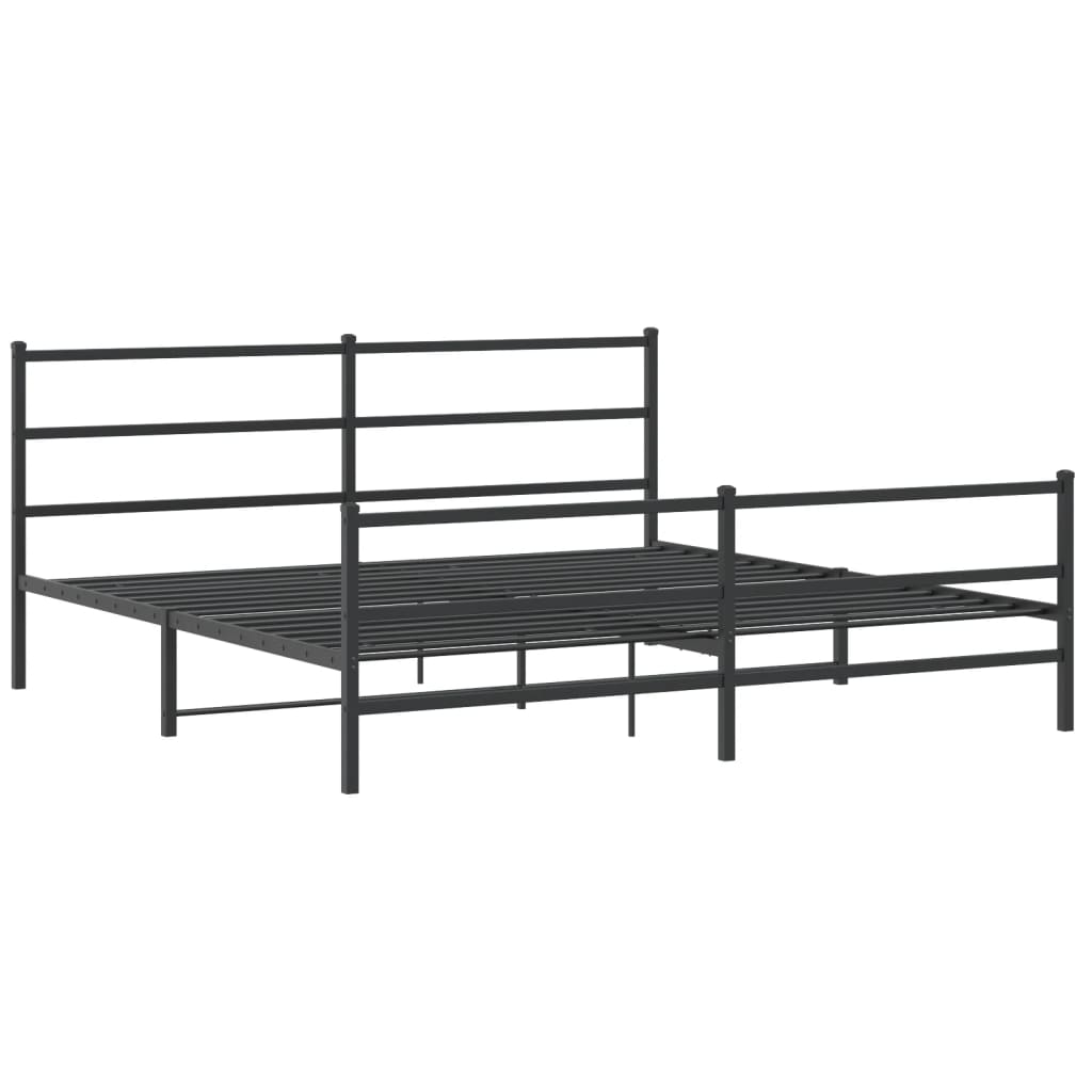 Metal Bed Frame without Mattress with Footboard Black 183x213cm