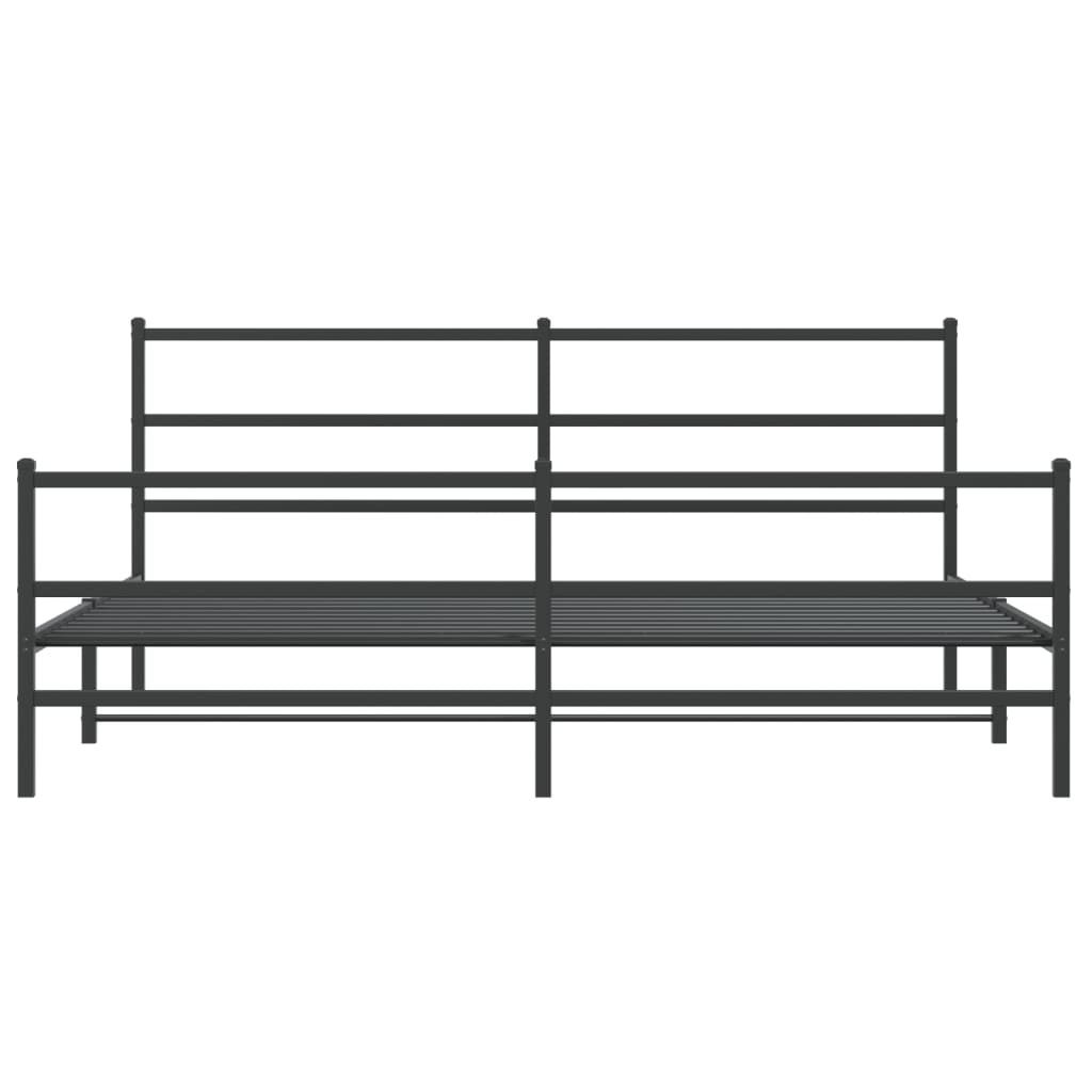 Metal Bed Frame without Mattress with Footboard Black 183x213cm