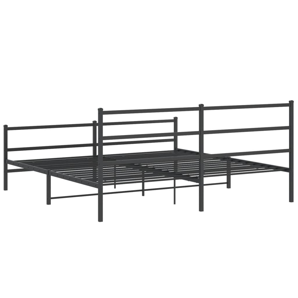 Metal Bed Frame without Mattress with Footboard Black 183x213cm