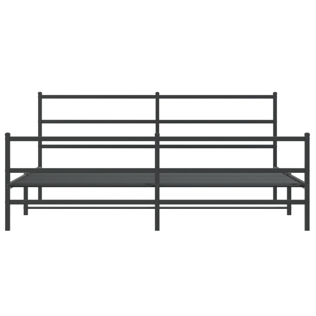 Metal Bed Frame without Mattress with Footboard Black 193x203cm