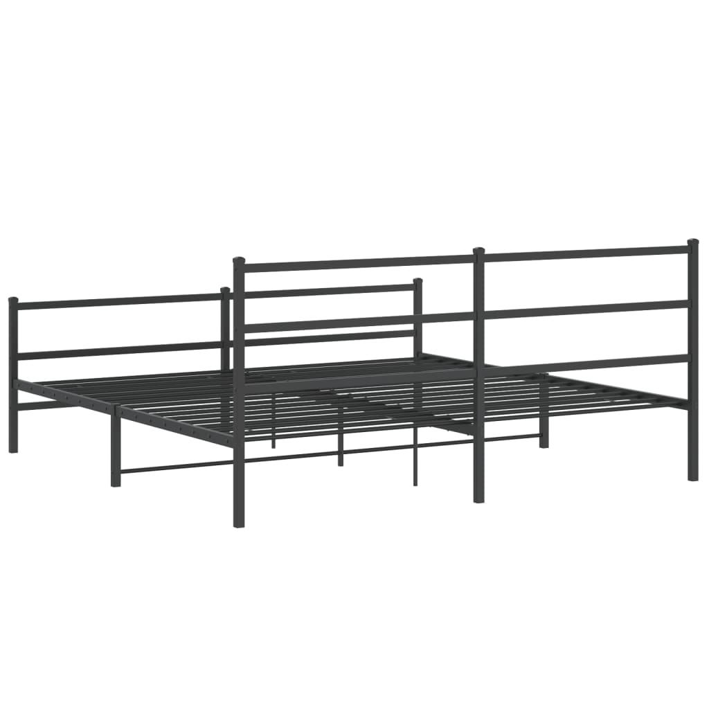 Metal Bed Frame without Mattress with Footboard Black 193x203cm