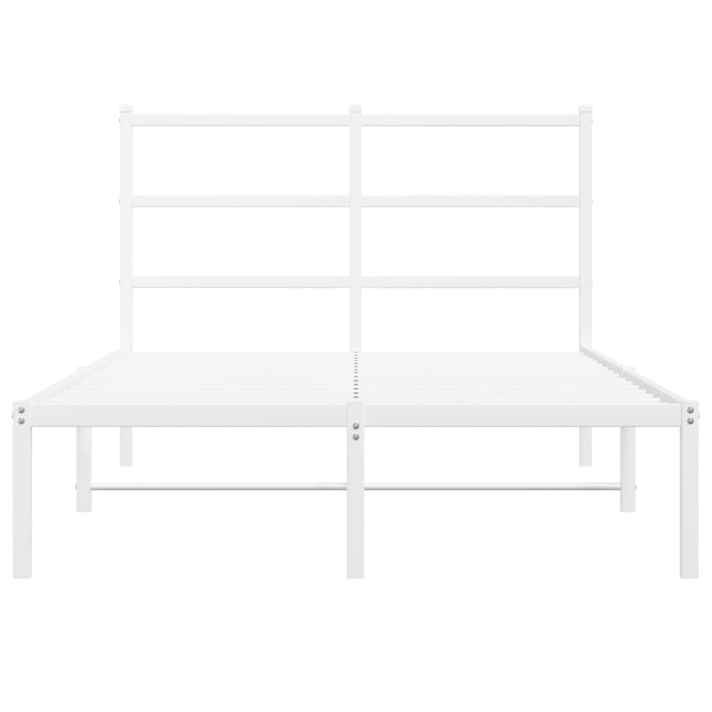 Metal Bed Frame without Mattress with Headboard White 120x190cm