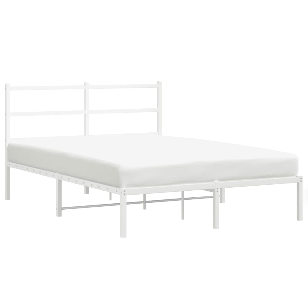 Metal Bed Frame without Mattress with Headboard White 135x190cm