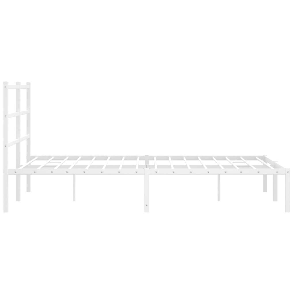 Metal Bed Frame without Mattress with Headboard White 135x190cm