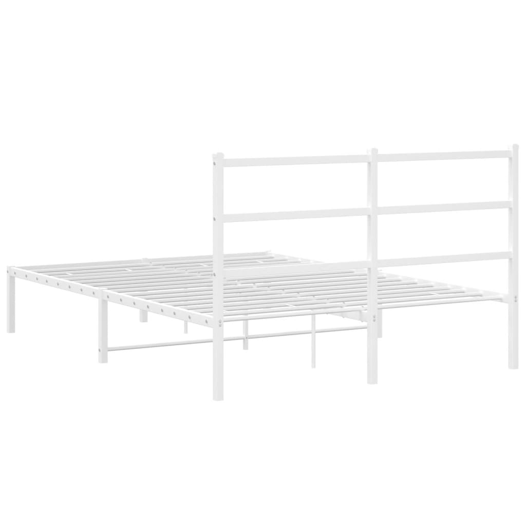 Metal Bed Frame without Mattress with Headboard White 135x190cm