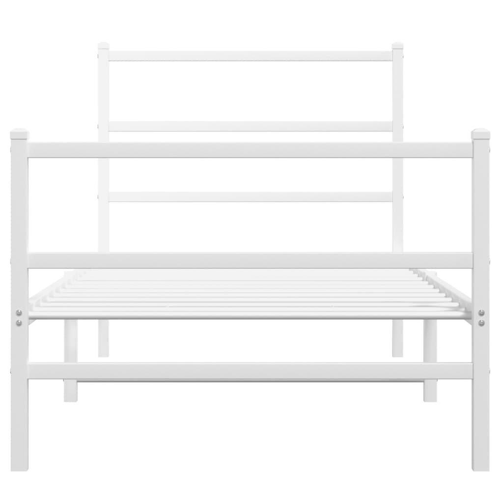 Metal Bed Frame without Mattress with Footboard White 90x190cm