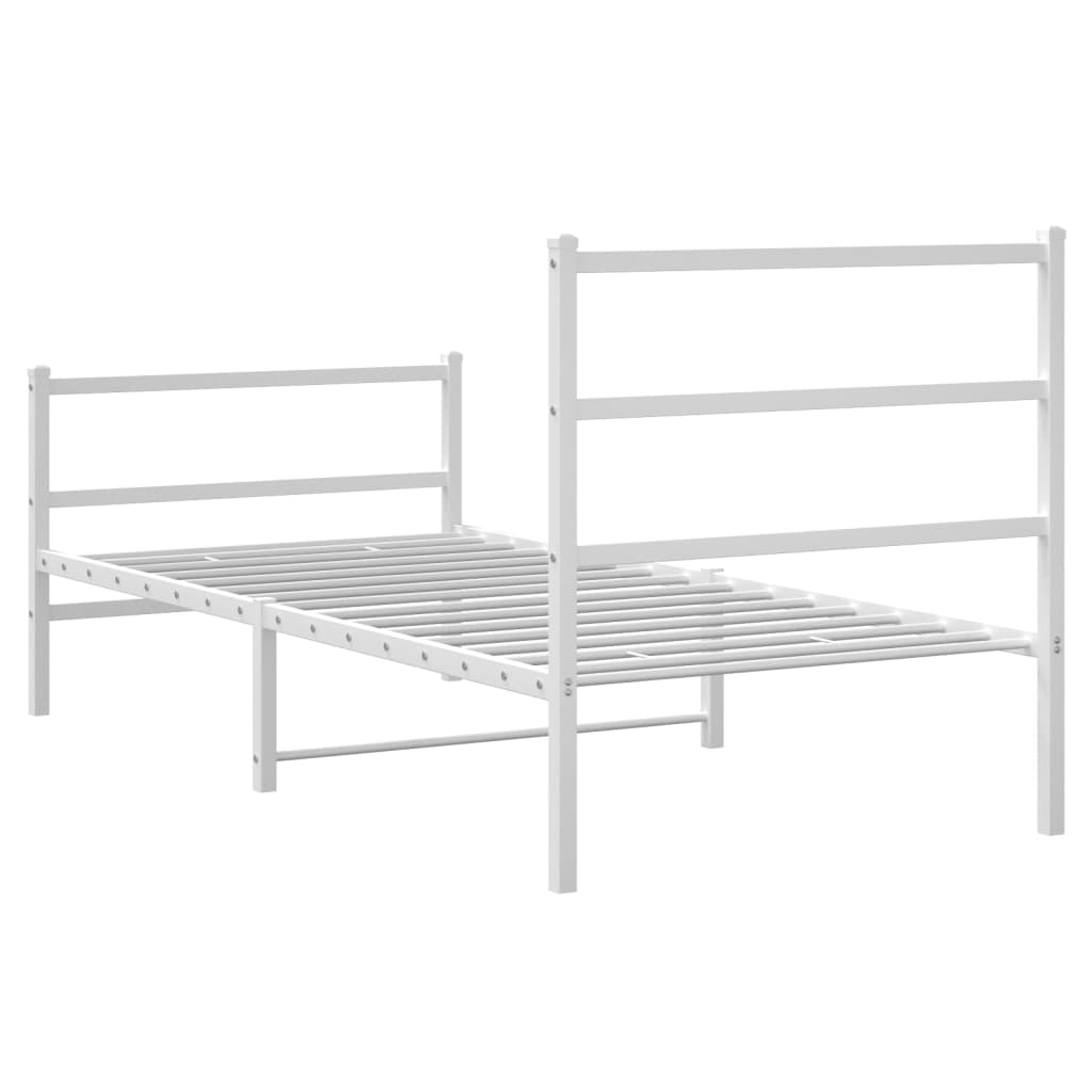 Metal Bed Frame without Mattress with Footboard White 90x190cm
