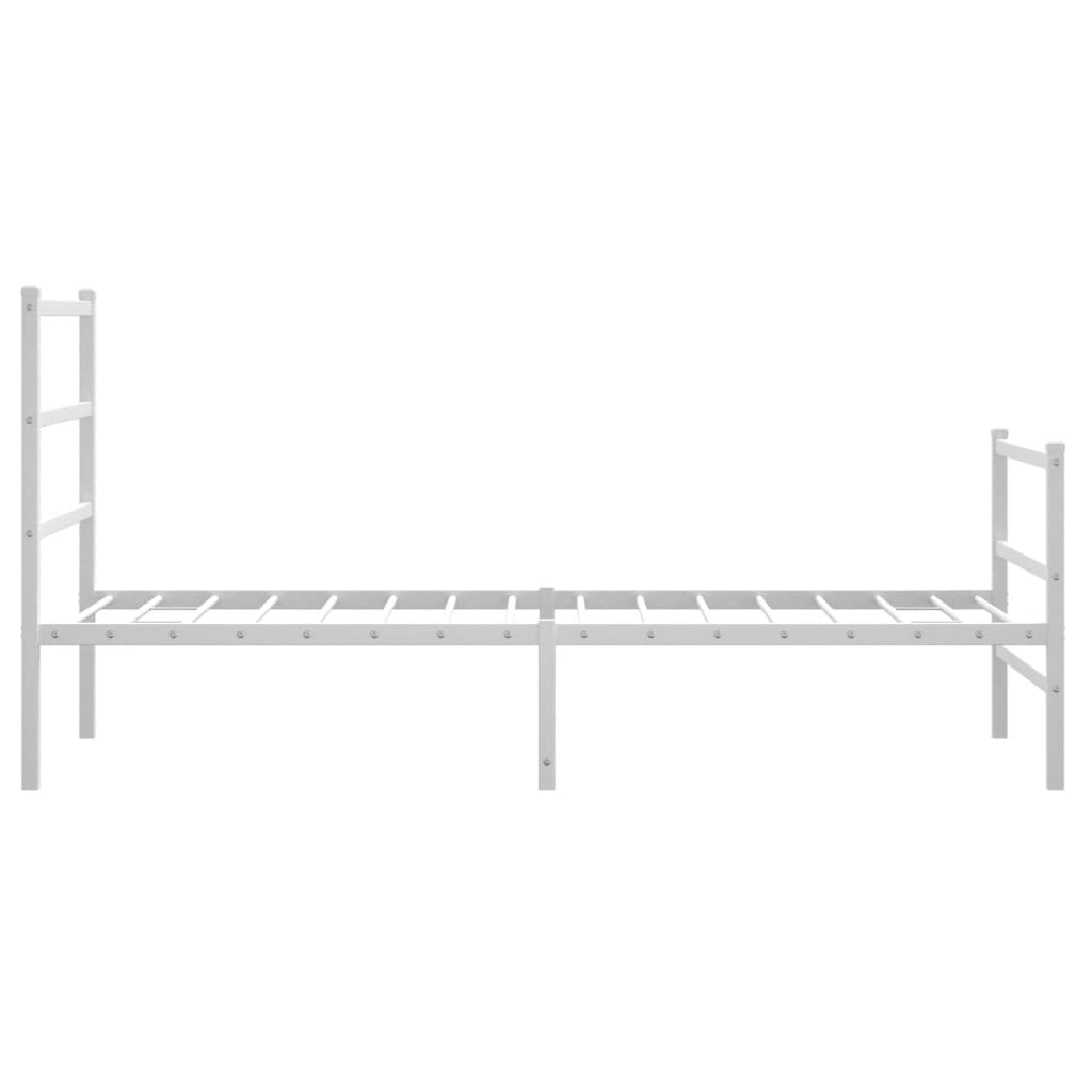 Metal Bed Frame without Mattress with Footboard White 90x200cm