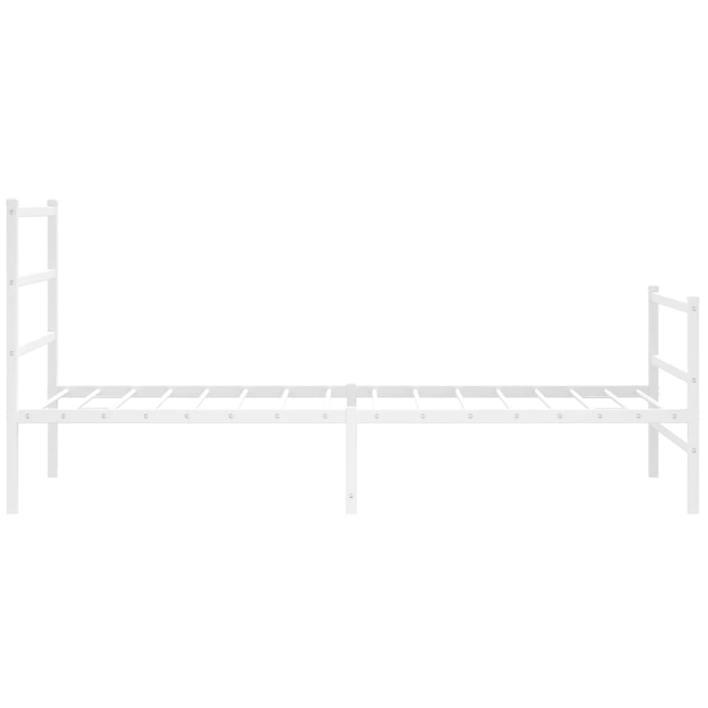 Metal Bed Frame without Mattress with Footboard White 100x190cm