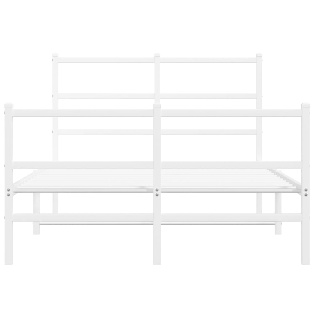 Metal Bed Frame without Mattress with Footboard White 120x190cm