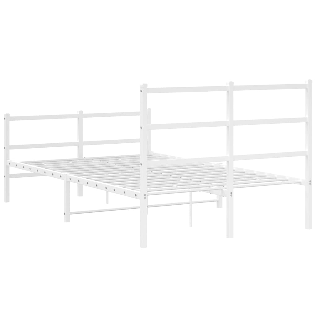 Metal Bed Frame without Mattress with Footboard White 120x200cm