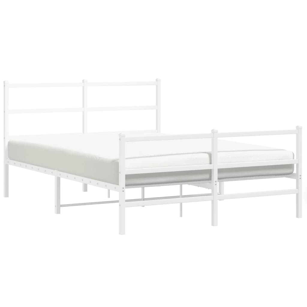 Metal Bed Frame without Mattress with Footboard White 140x200cm