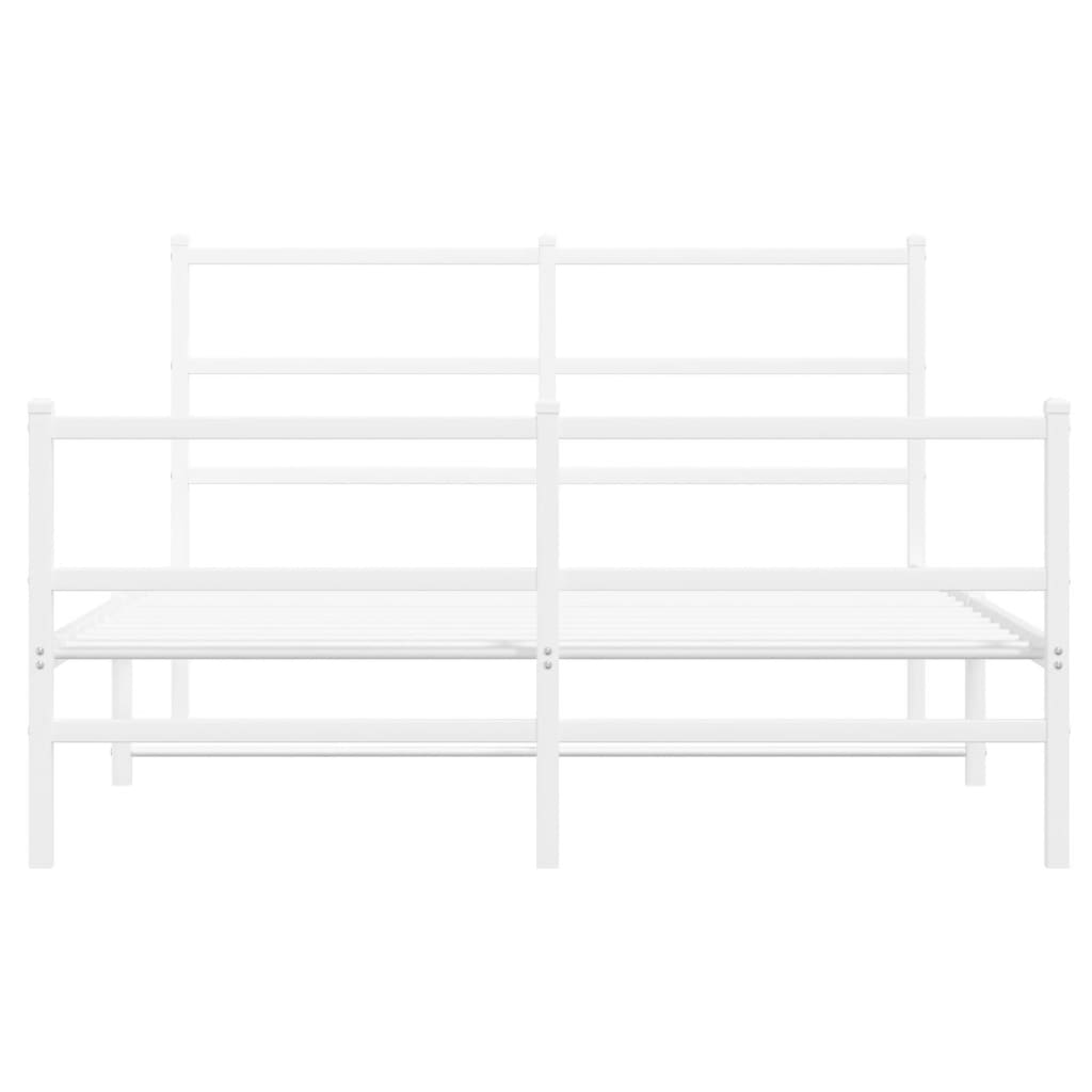 Metal Bed Frame without Mattress with Footboard White 140x200cm