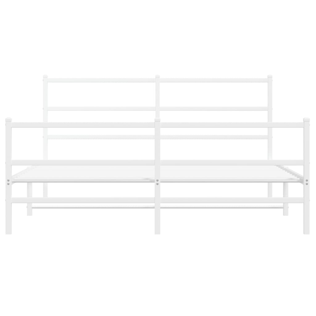 Metal Bed Frame without Mattress with Footboard White 150x200cm
