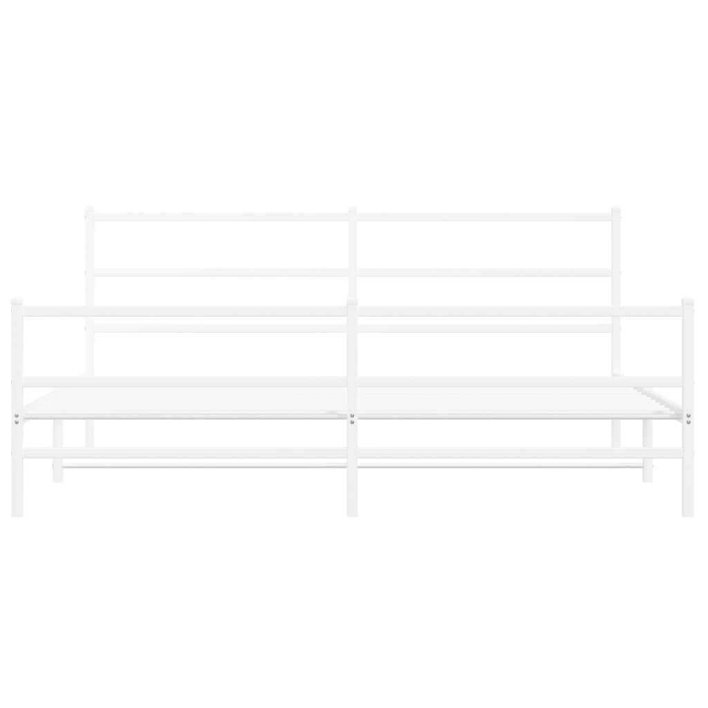 Metal Bed Frame without Mattress with Footboard White 200x200cm