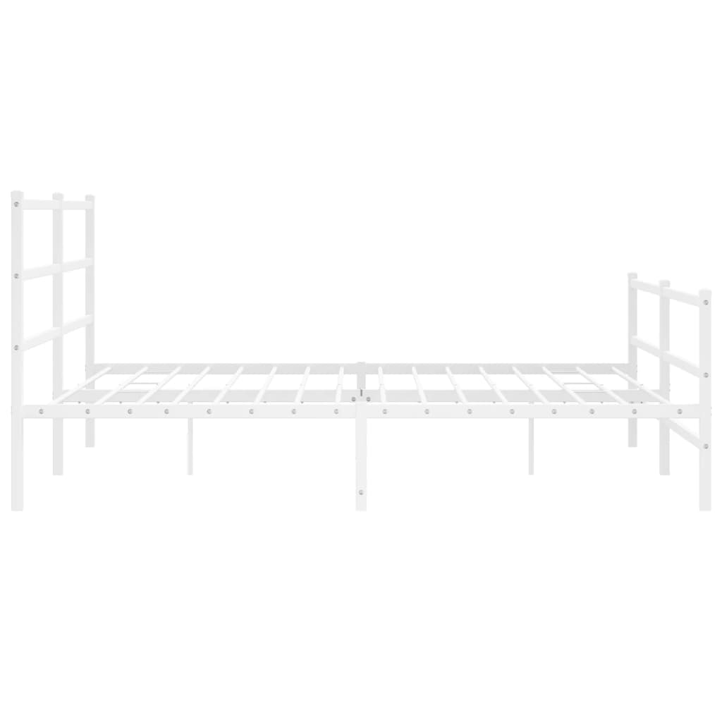 Metal Bed Frame without Mattress with Footboard White 200x200cm