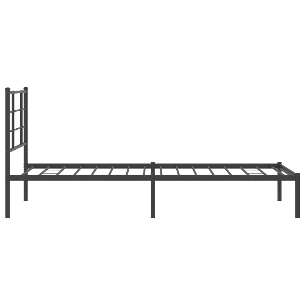 Metal Bed Frame without Mattress with Headboard Black 90x190cm