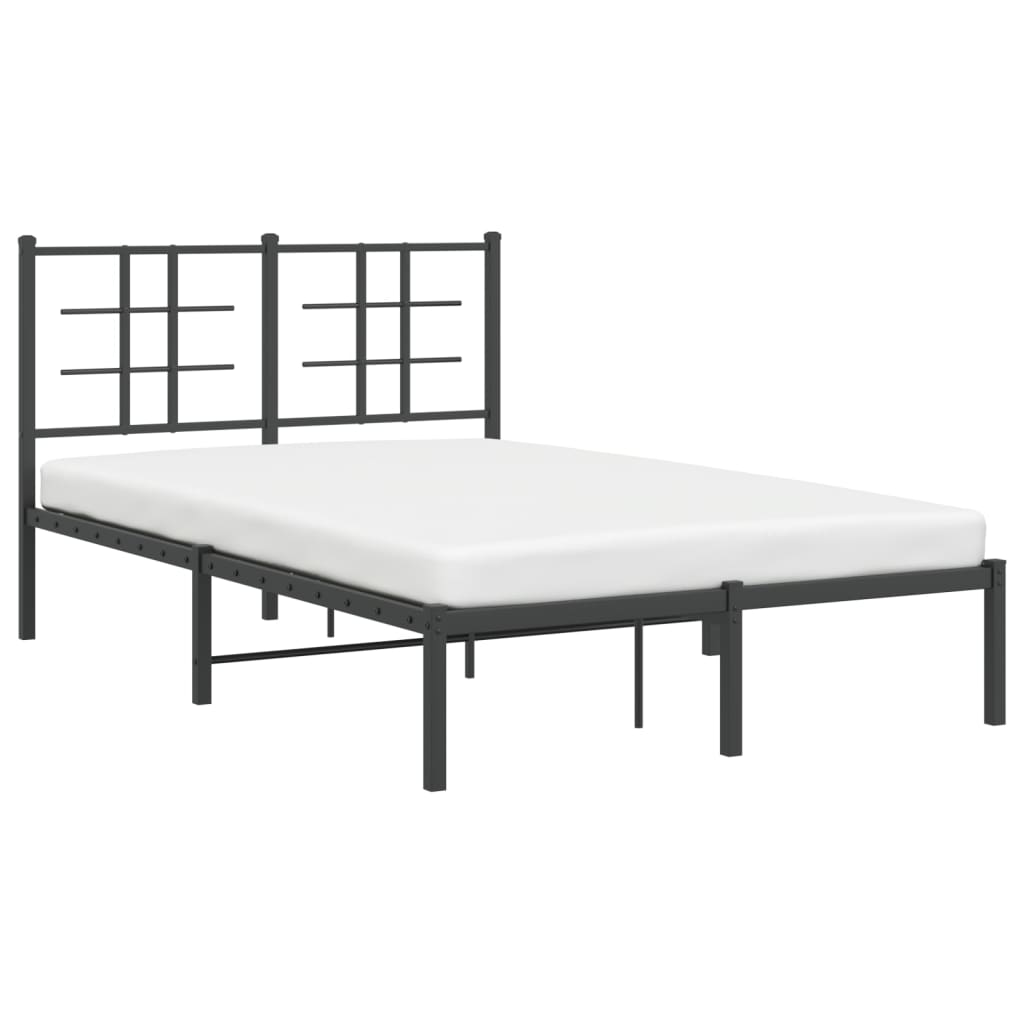 Metal Bed Frame without Mattress with Headboard Black 120x190cm