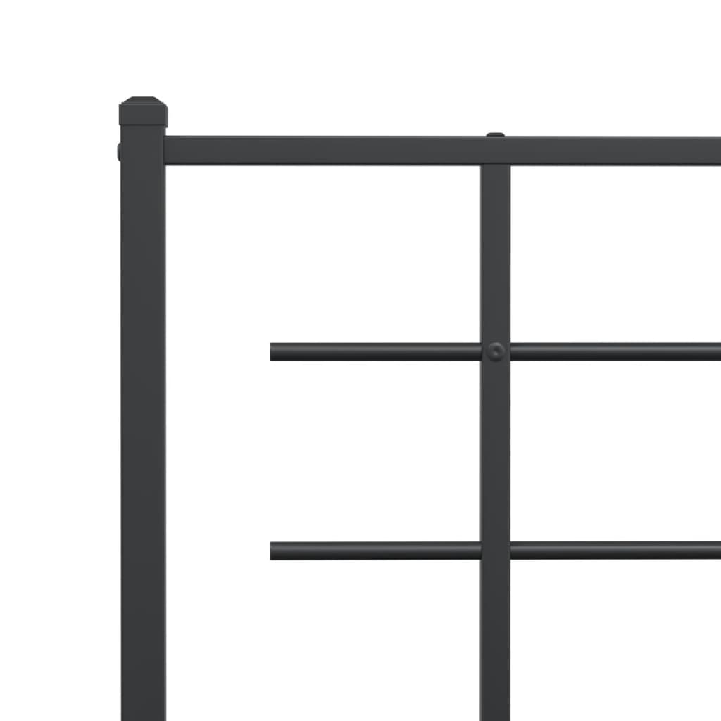 Metal Bed Frame without Mattress with Headboard Black 140x200cm