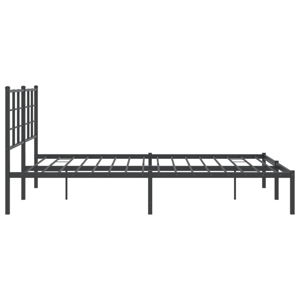 Metal Bed Frame without Mattress with Headboard Black 150x200cm