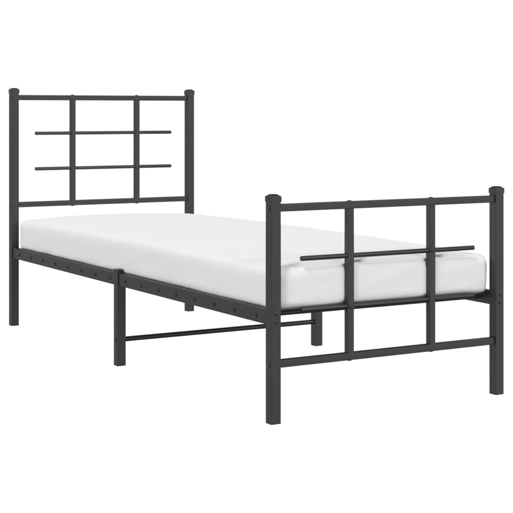 Metal Bed Frame without Mattress with Footboard Black 80x200cm