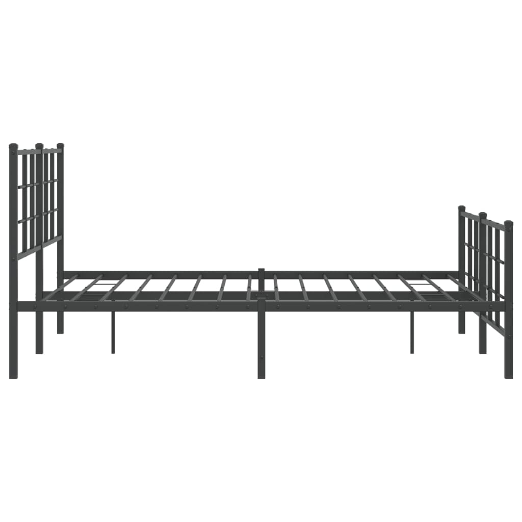 Metal Bed Frame without Mattress with Footboard Black 135x190cm