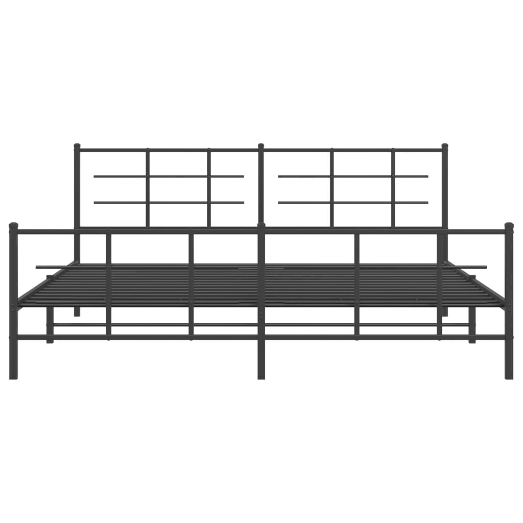 Metal Bed Frame without Mattress with Footboard Black 200x200cm