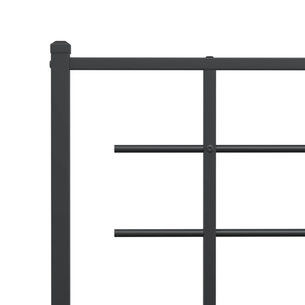 Metal Bed Frame without Mattress with Footboard Black 200x200cm