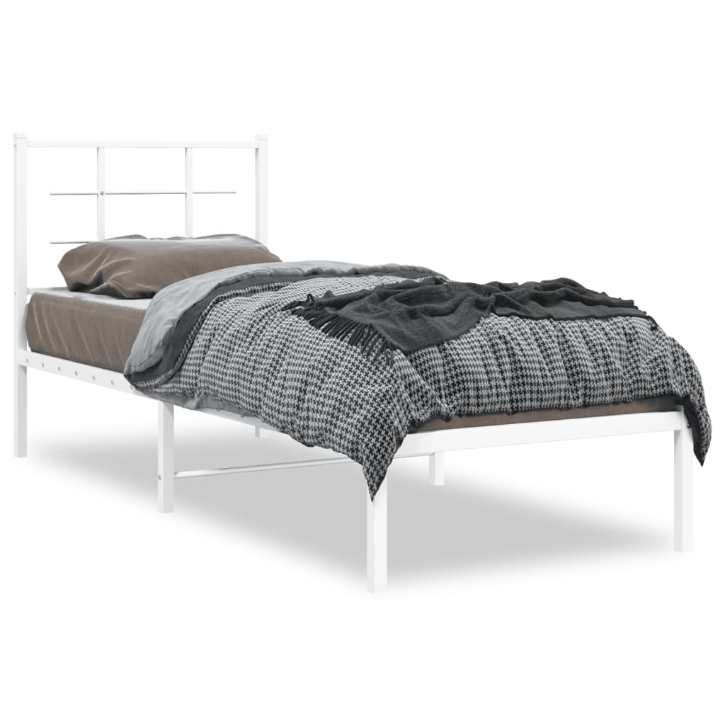 Metal Bed Frame without Mattress with Headboard White 80x200cm