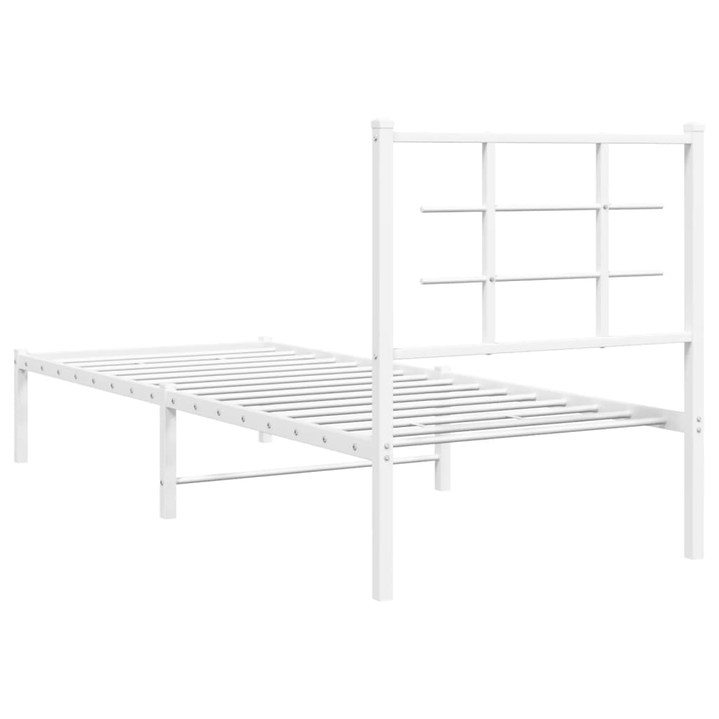 Metal Bed Frame without Mattress with Headboard White 80x200cm