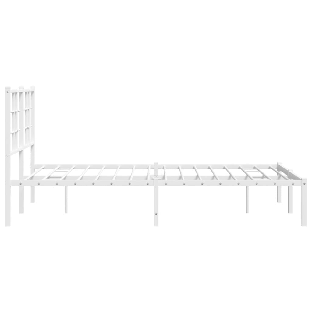Metal Bed Frame without Mattress with Headboard White 120x190cm