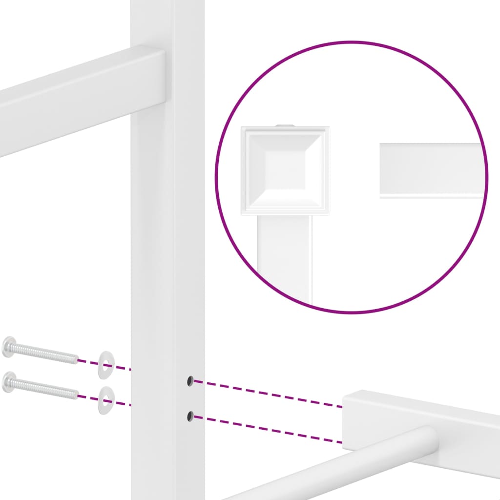 Metal Bed Frame without Mattress with Headboard White 120x190cm