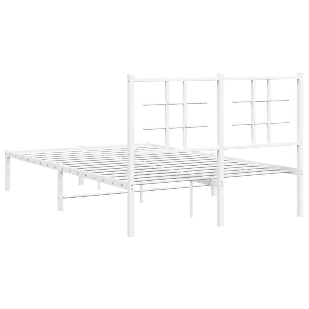 Metal Bed Frame without Mattress with Headboard White 120x200cm