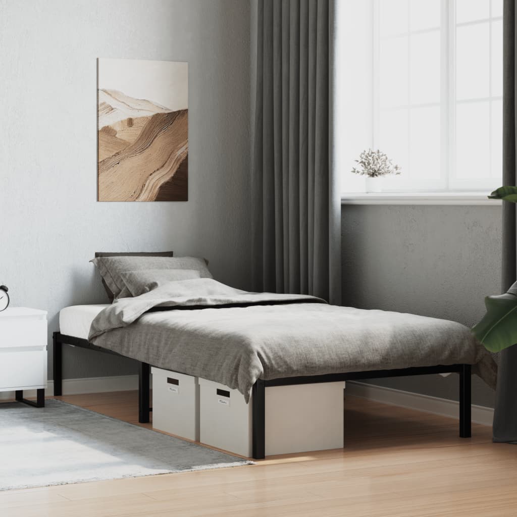 Metal Bed Frame without Mattress Black 107x203cm