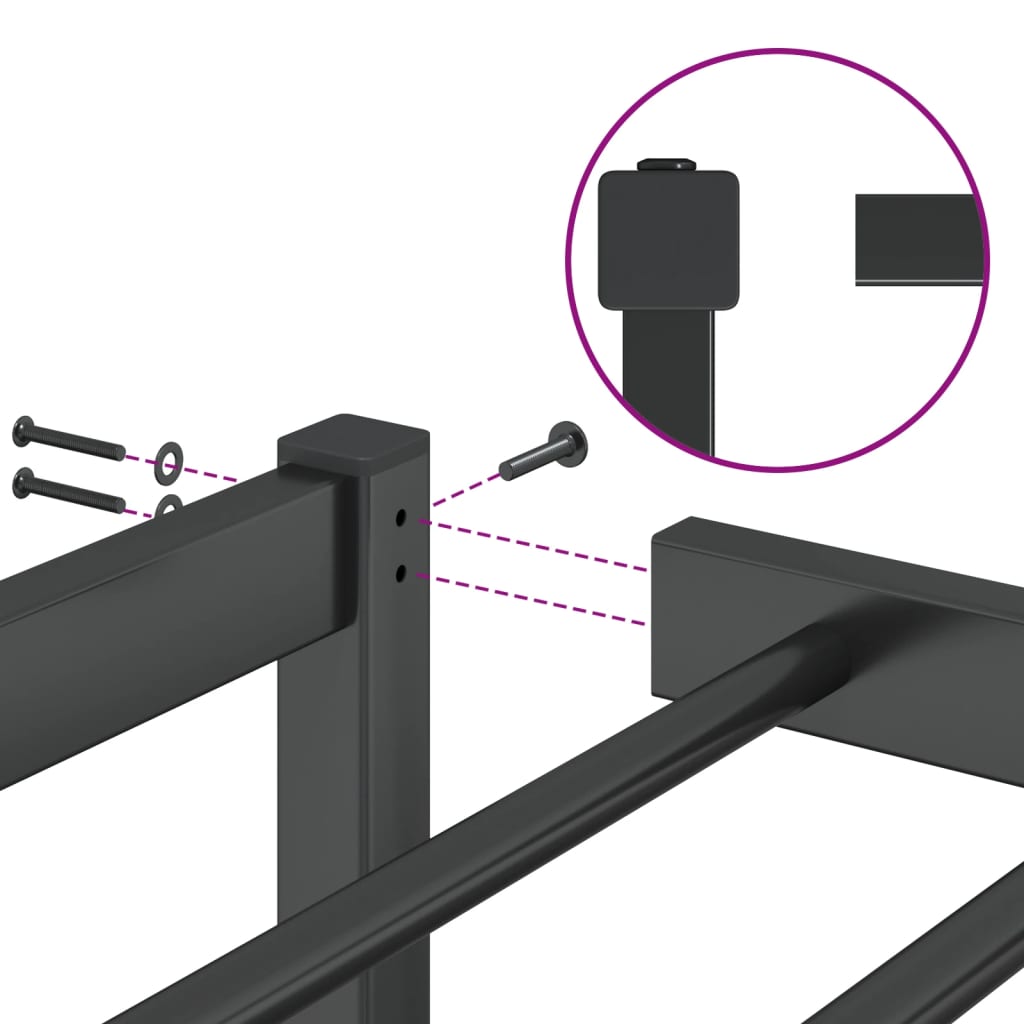Metal Bed Frame without Mattress Black 150x200cm