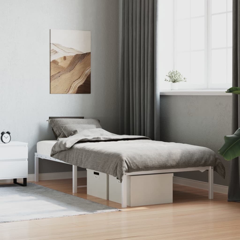 Metal Bed Frame without Mattress White 90x200cm