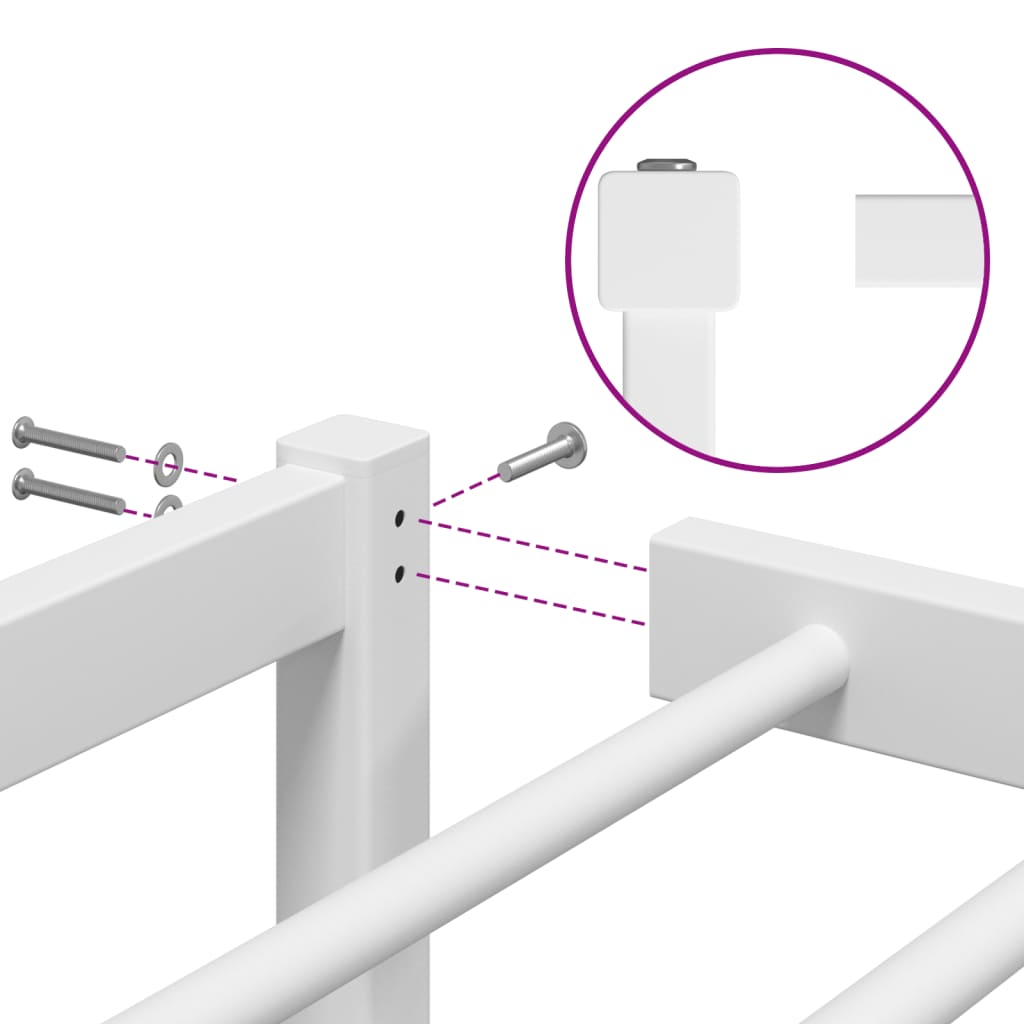 Metal Bed Frame without Mattress White 120x190cm
