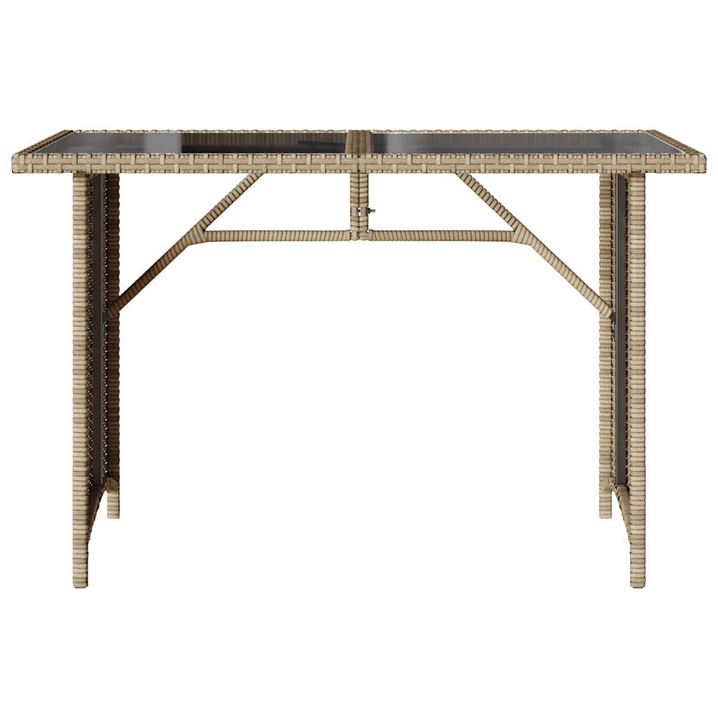 Garden Table with Glass Top Beige 110x68x70 cm Poly Rattan