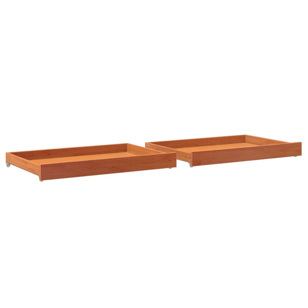 Day Bed Drawers 2 pcs Wax Brown Solid Wood Pine