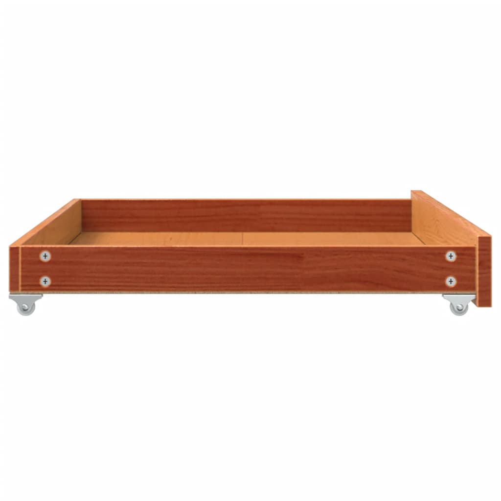 Day Bed Drawers 2 pcs Wax Brown Solid Wood Pine