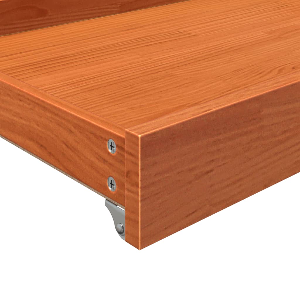 Day Bed Drawers 2 pcs Wax Brown Solid Wood Pine