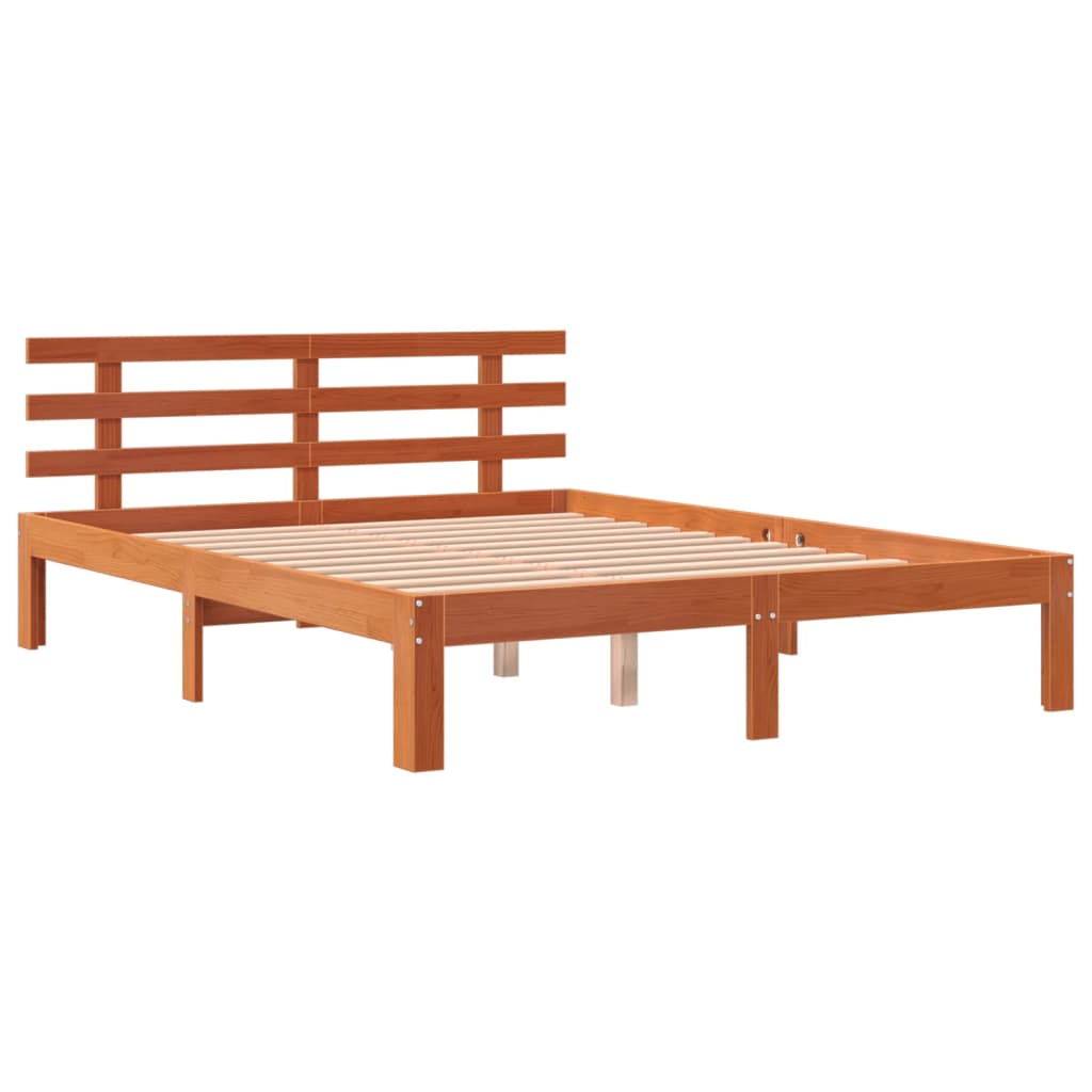 Bed Frame without Mattress Wax Brown 140x200 cm Solid Wood Pine