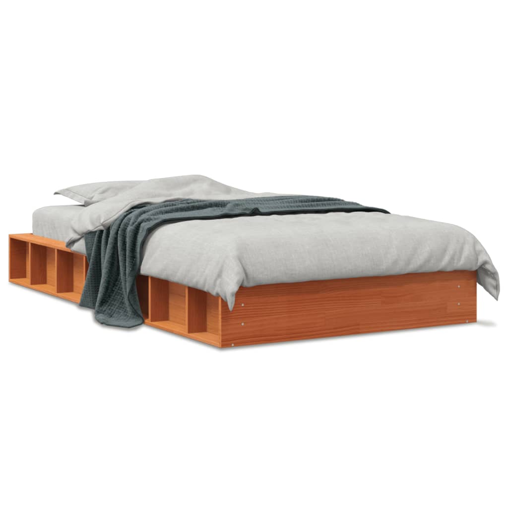 Bed Frame without Mattress Wax Brown 100x200 cm Solid Wood Pine