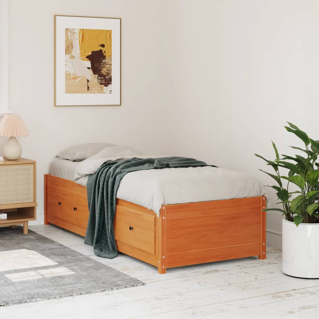 Day Bed without Mattress Wax Brown 90x200 cm Solid Wood Pine