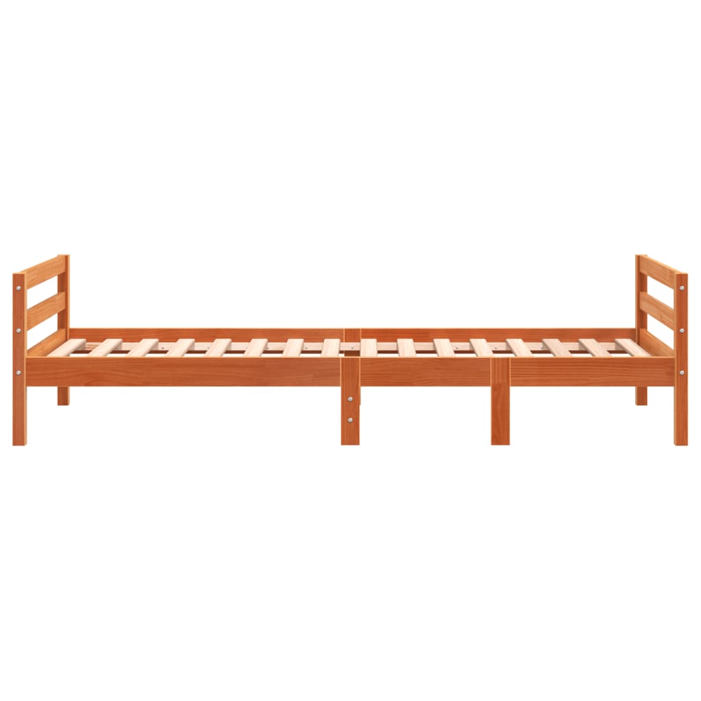 Bed Frame without Mattress Wax Brown 75x190 cm Small Single Solid Wood Pine